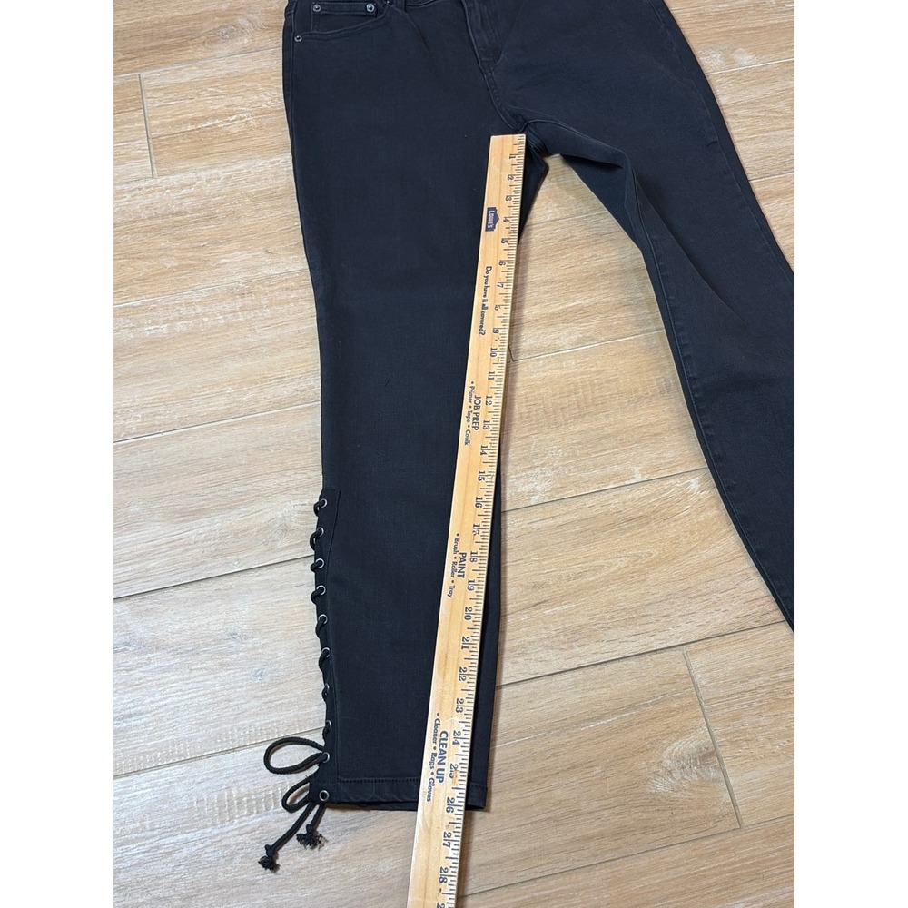 For The Republic Denim Black Lace Up Ankle Skinny Jeans Size 6/27 (29) Edgy - Picture 6 of 7